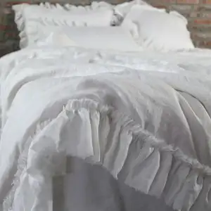 Breathable Home Textile Luxury 95gsm Prewashed Microfibre Ruffle Duvet Cover Sets Bedding