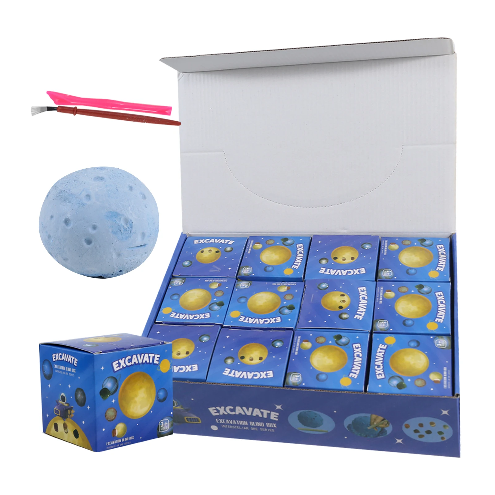 Blue Planet Cosmic Archaeology Excavation Model Blind Box Astronaut Plaster Gem Treasure Children's Educational Toy Made Plastic