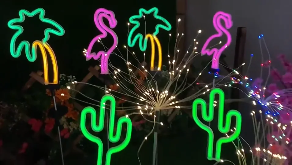 Hot Style Pink Flamingo Solar Garden Stake Lights For Lawn Patio Yard