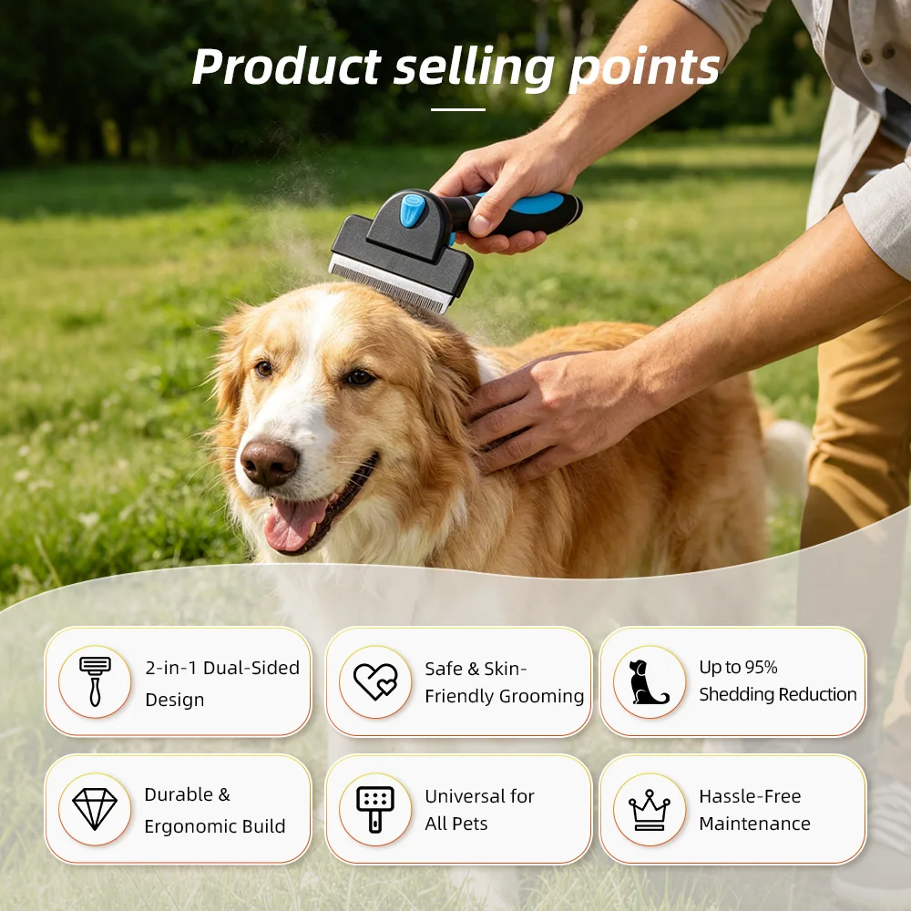 Wholesale Professional Dog Deshedding Tool Cat Grooming Brush Effectiv - product detail 3