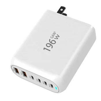 Portable 100W Gan Charger 6-Port PD Wall Adapter 2A+4C USB Type C Fast Charger Smartphone Laptop Output Power Camera Use