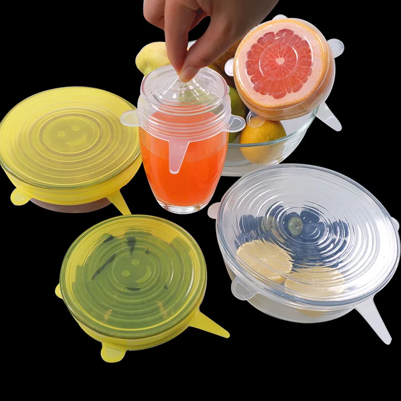 Reusable Silicone Stretch Lids,6pcs Silicone Food Covers for Food