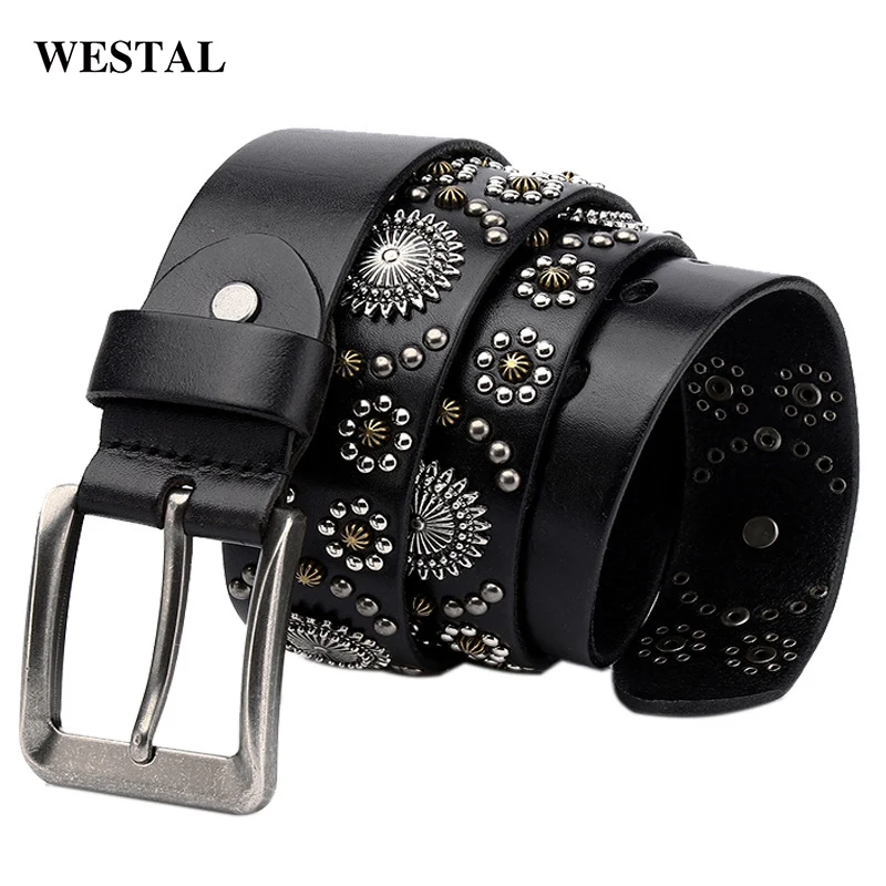 Source Westal Personality Punk Style Hip Hop Women's Rivet Decorative Belt  Designer Belts Famous Brands for Men Leather Women Belt on m.
