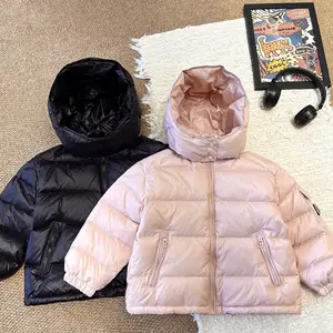 Custom Children Winter Cotton Padded Clothes Solid Color Kids Puffer Jacket Quilted Hooded Boys Girls Down Coat Clothes for Kids