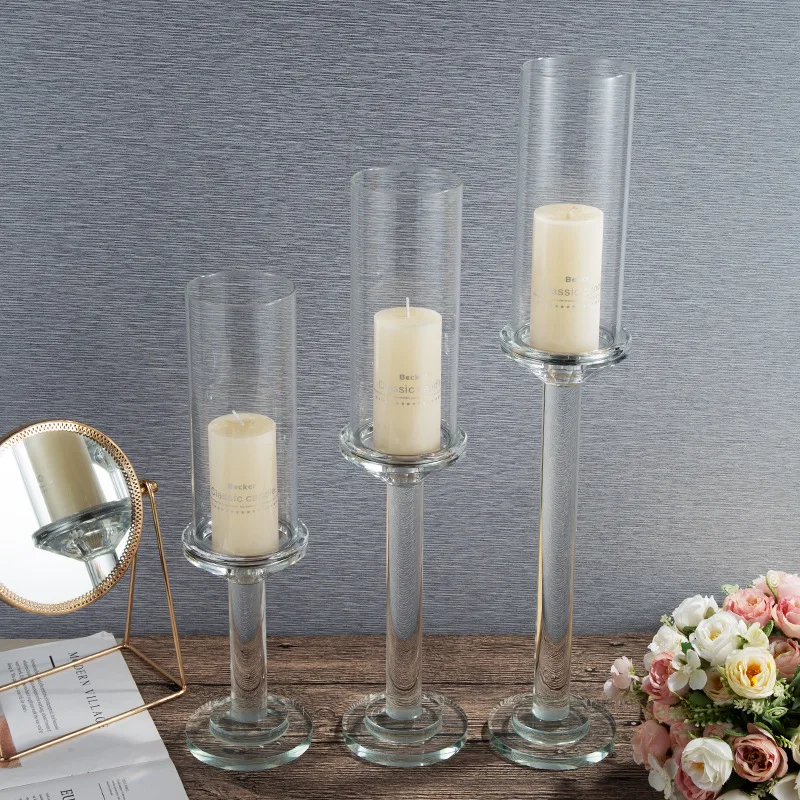 Ready to Ship Europe  Clear Crystal Candle Holders Stand Wedding Home Decoration