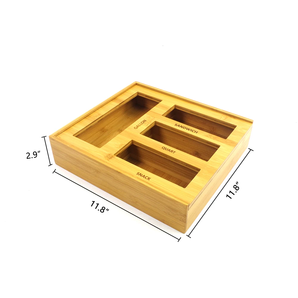 Sliding Lid Bamboo Zip Lock Organizer Storage Wall Mounted Bamboo ...