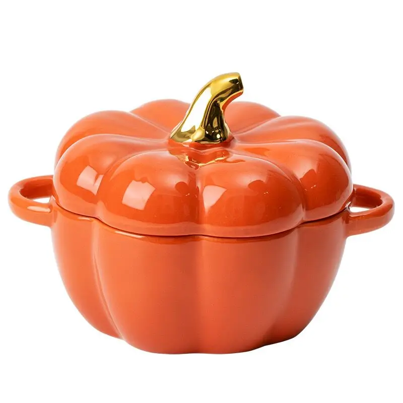 2023 Christmas exquisite and fashionable festival ceramic porcelain colorful pumpkin design soup bowl pot for home