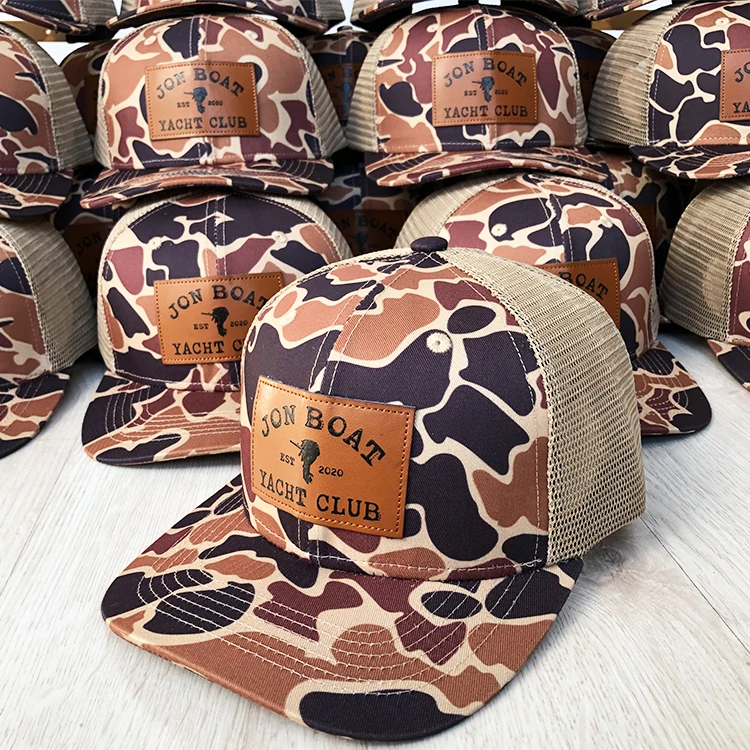 6 Panel Embroidered Style 112 Blanks Camo Puff Print Custom Men Premium Customized Leather Patch