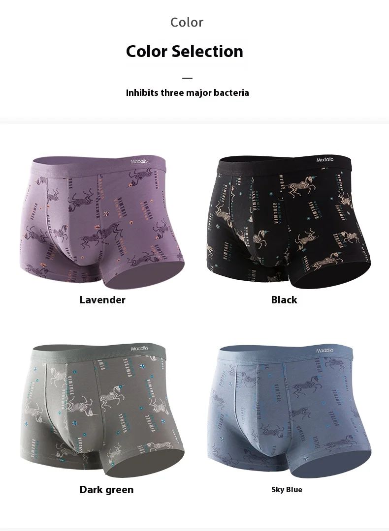 New Arrival Men's Underwear Breathable  Antibacterial Cotton Men's Boxer Briefs Cotton Men's Underpants Custom OEM Supplier