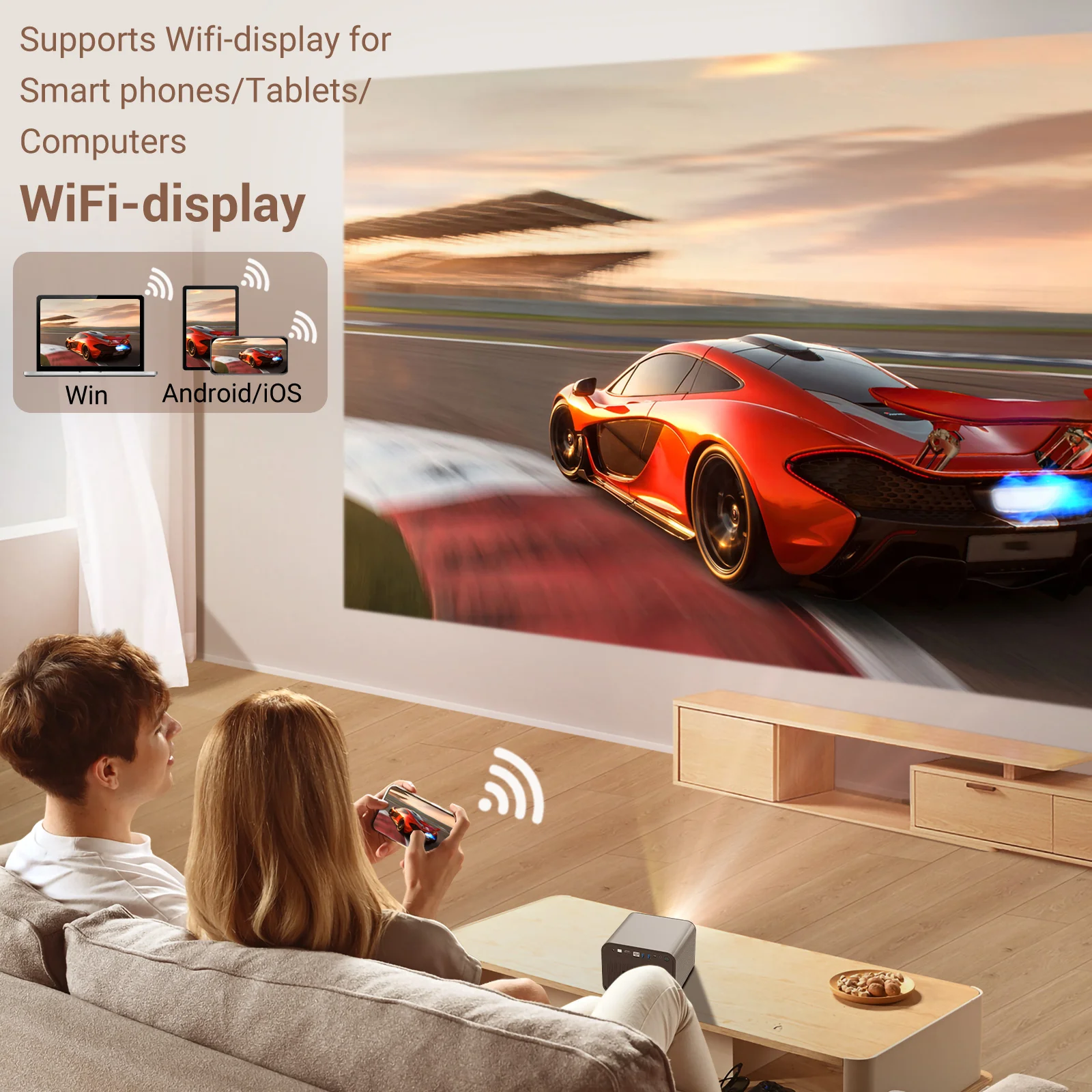 BYINTEK R80 19Years 3D 4K LED DLP Android Wifi Real Full HD 1080P Smartphone Tablet for Home Theater Outdoor Beamer Projector