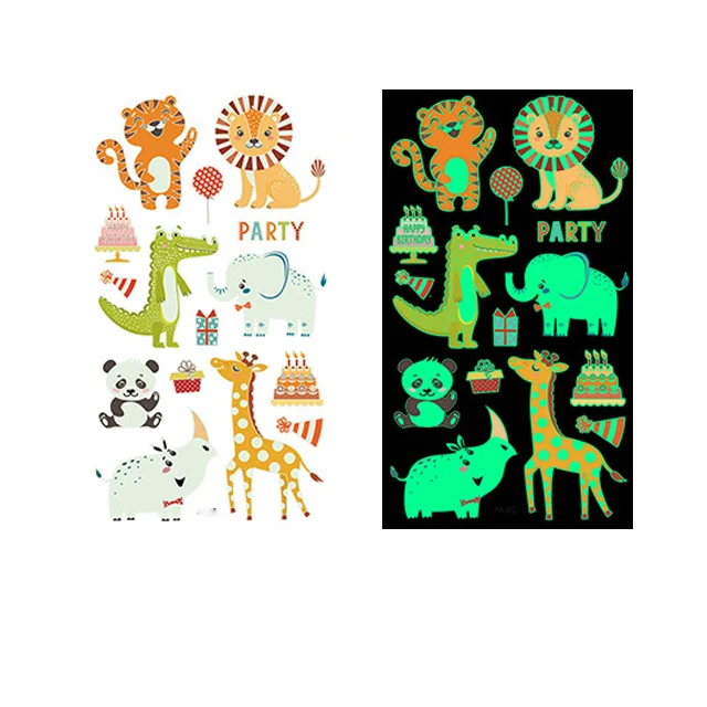 Водонепроницаемая Временная неоновая Татуировка единорога в темноте для детей