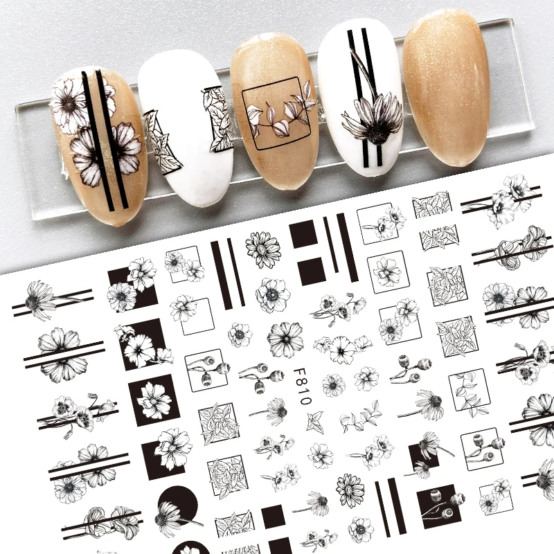 Новинка 2021, лидер продаж, Переводные летние самоклеящиеся наклейки с цветами, наклейки для ногтевого дизайна, 3d наклейки для дизайна ногтей