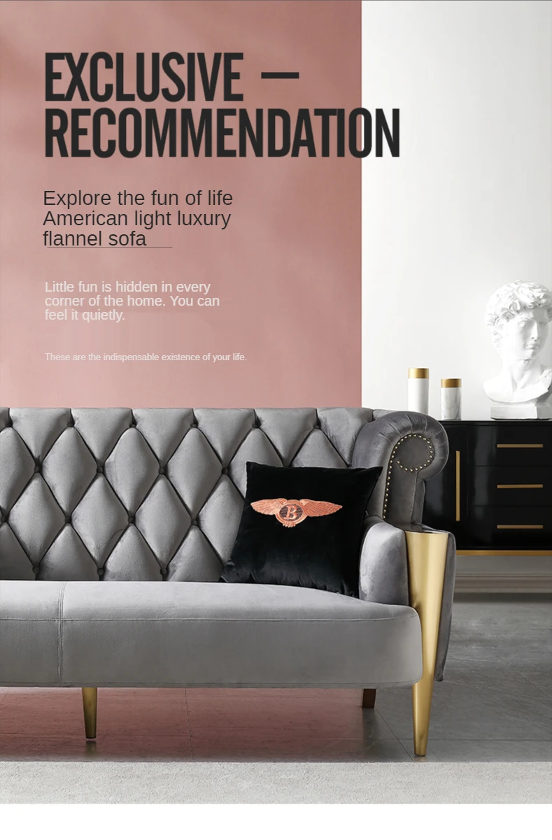 Popular Velvet Fabric Sofa For Home