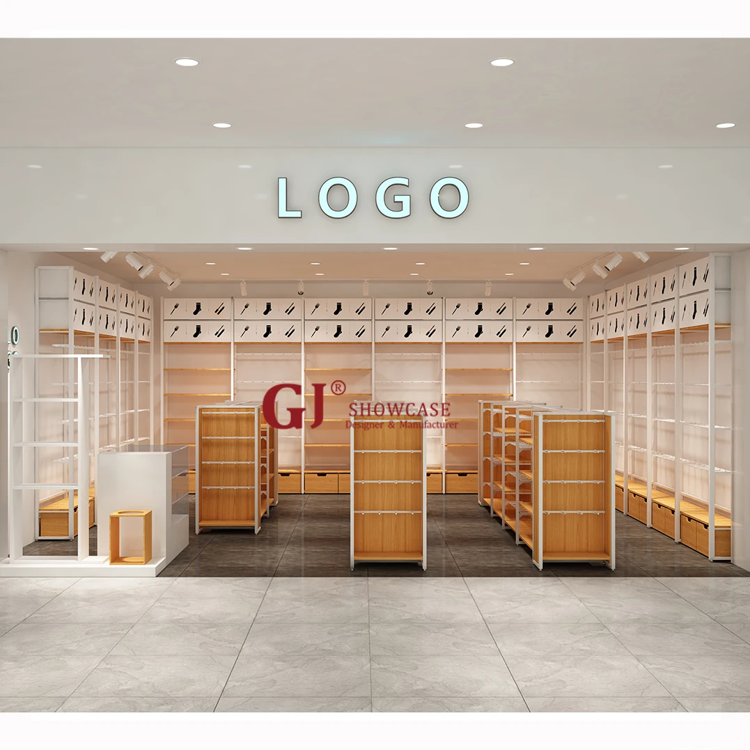 Free Retail Discount Store Fixtures Shop Furniture Layout Interior Design Wood Display Shelving Racks for Grocery Store