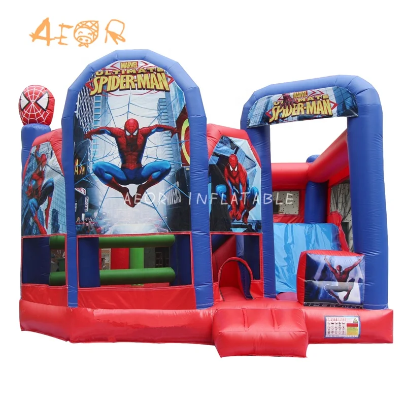 spiderman inflatable castle and slide combo inflatable kids bouncer for sale