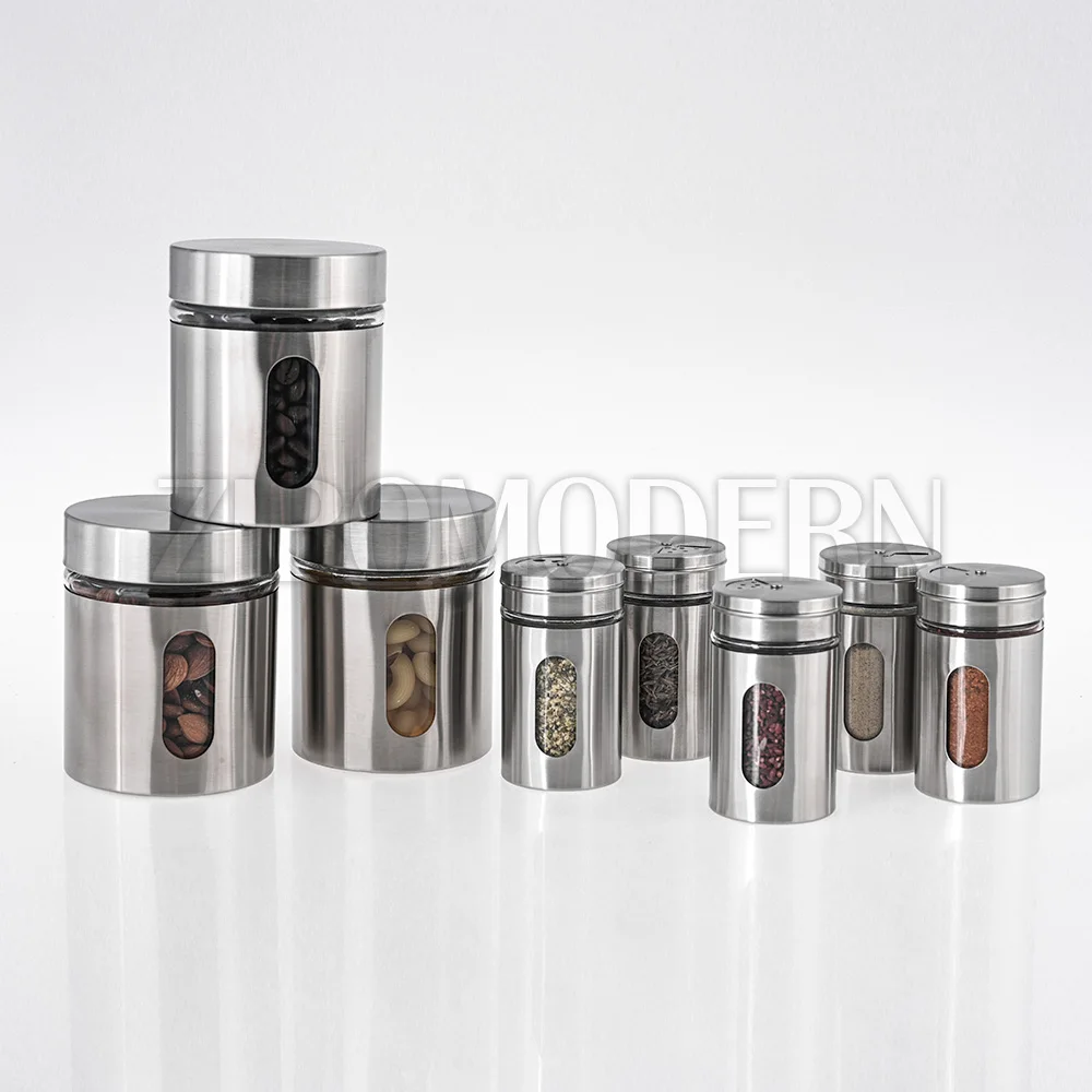 Luxury Metal Coating Glass Spice Rack Set-8pcs - Online Turkish
