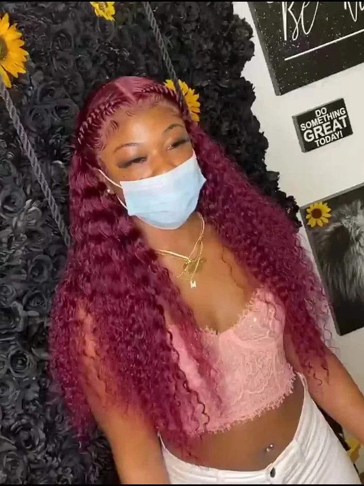 Glueless Human Hair Lace Frontal Wig Brazilian Water Wave Curly Black Hair w/ 13x4 Lace Front for Women_voghion.com