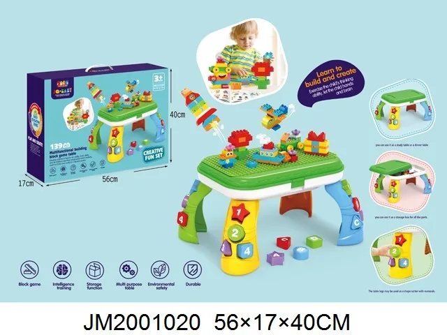 Educational Toy JDLT Multifunctional Building Block Game Table ABS Plastic 139 PCS Block Desk Learning Table for Kids