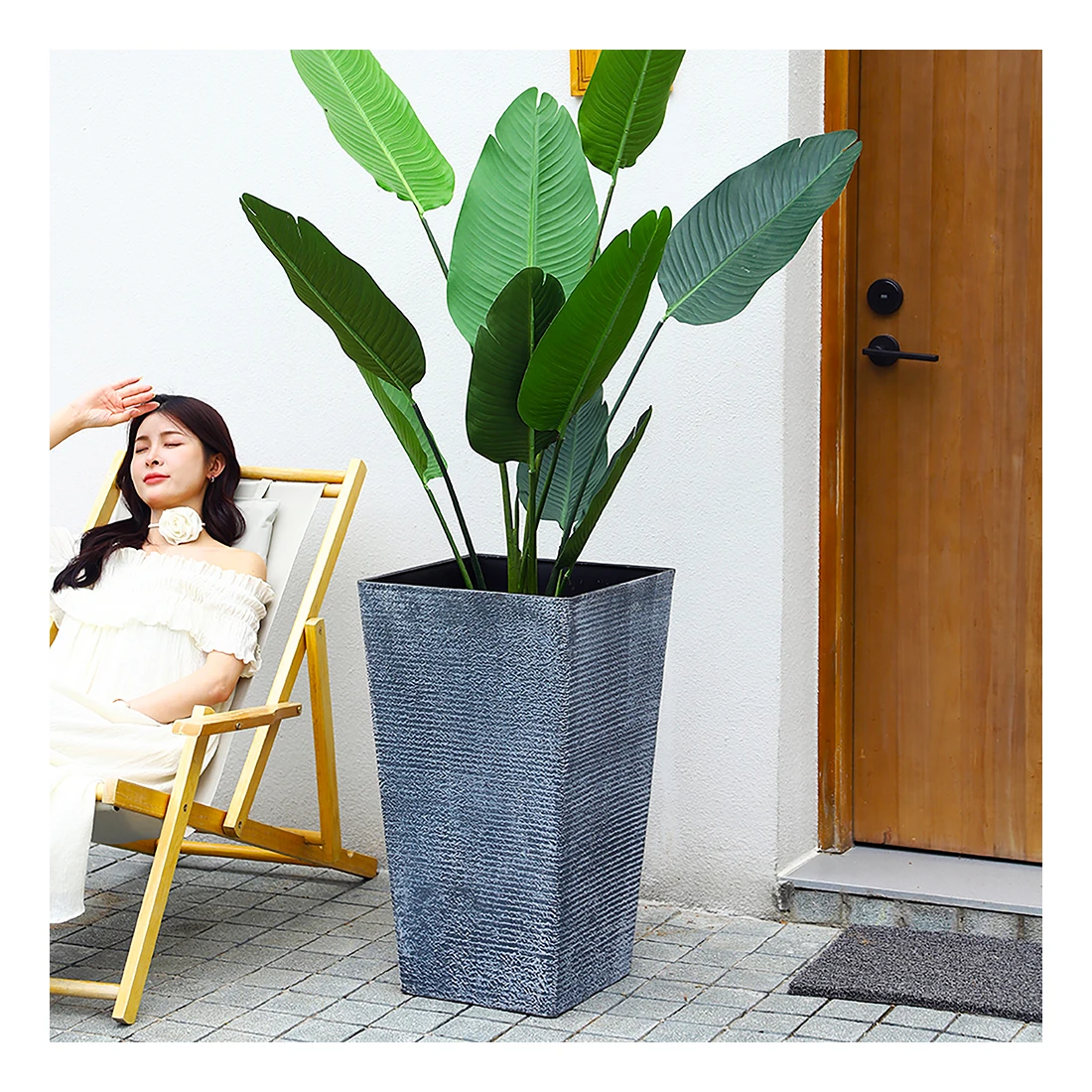 卸売プラスチックトールスクエア植木鉢40ビッグサイズフラワーポット