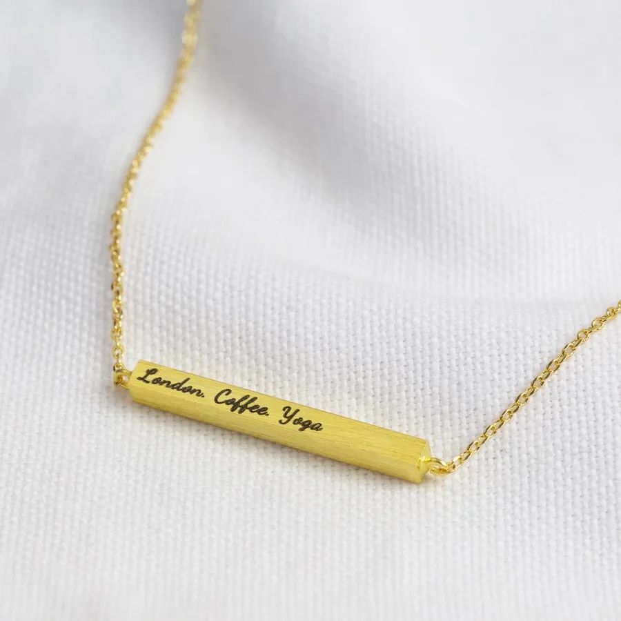 Bridesmaid Gifts Personalized Necklace Engraved Pendant Necklace