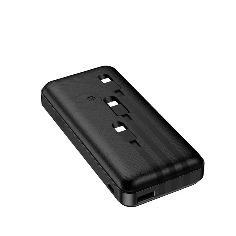 20000 mAh Portable Power Bank Fast Charger Powerbank Built in 3 Cables External Battery Charger For iPhone