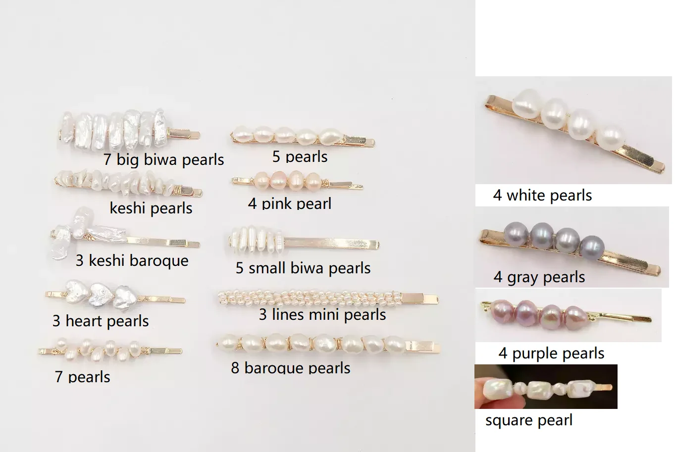 Handmade Freshwater Keshi Pearl Hair Clip Handmade freshwater pearl hair clip! : r/DIYweddings main image 2
