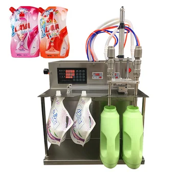 2 head bottle suction nozzle bag detergent detergent juice drink purified water semi-automatic liquid soap filling machine