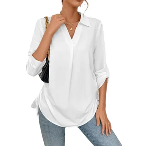 Drawstring Solid Color Shirt Beach Cover-up Half-sleeved Breathable and Comfortable Women's Clothing