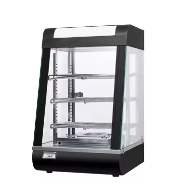 Heavybao Black Coating Stainless Steel Curved Food Warming Showcase Heat Warming Bakery Display Cabinet Showcases