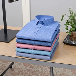 Slim Fit Men's Plaid Long Sleeve Shirts Single Breasted Closure Office Formal Casual Breathable Eco-Friendly Quick Plain Dyed