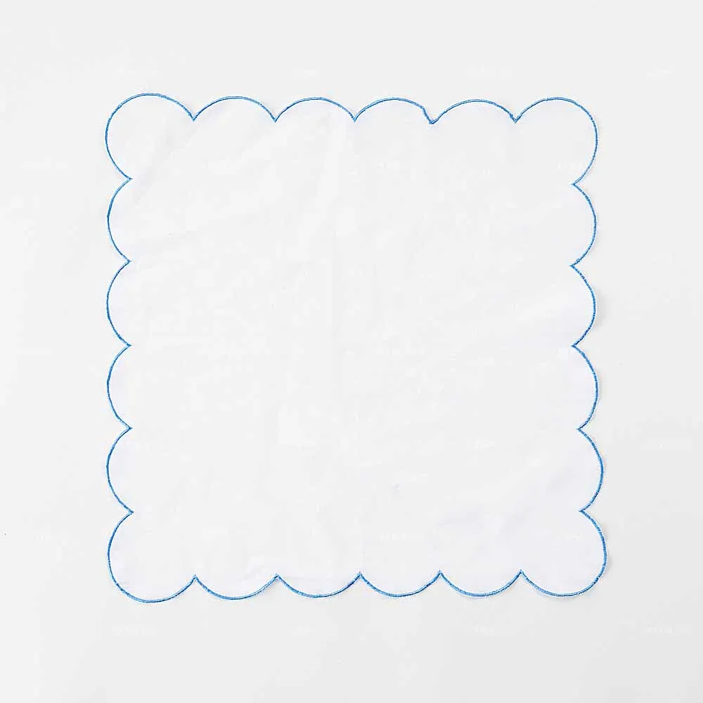 Cotton Soft Set Table Linen Napkin Lined Placemat with Scallop Embroidery End Intricate Tablescape for Wedding Party Rental