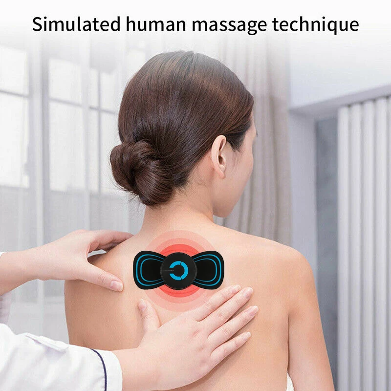 Portable Neck Massager, Electric Cervical Meridian Massager with 10 pcs  Massage Stickers, for Muscle Relief Pain, USB Charging