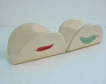 Custom Pepper Pattern Kitchen Set Oven & Microwave & Dishwasher Safe Porcelain Taco Holder