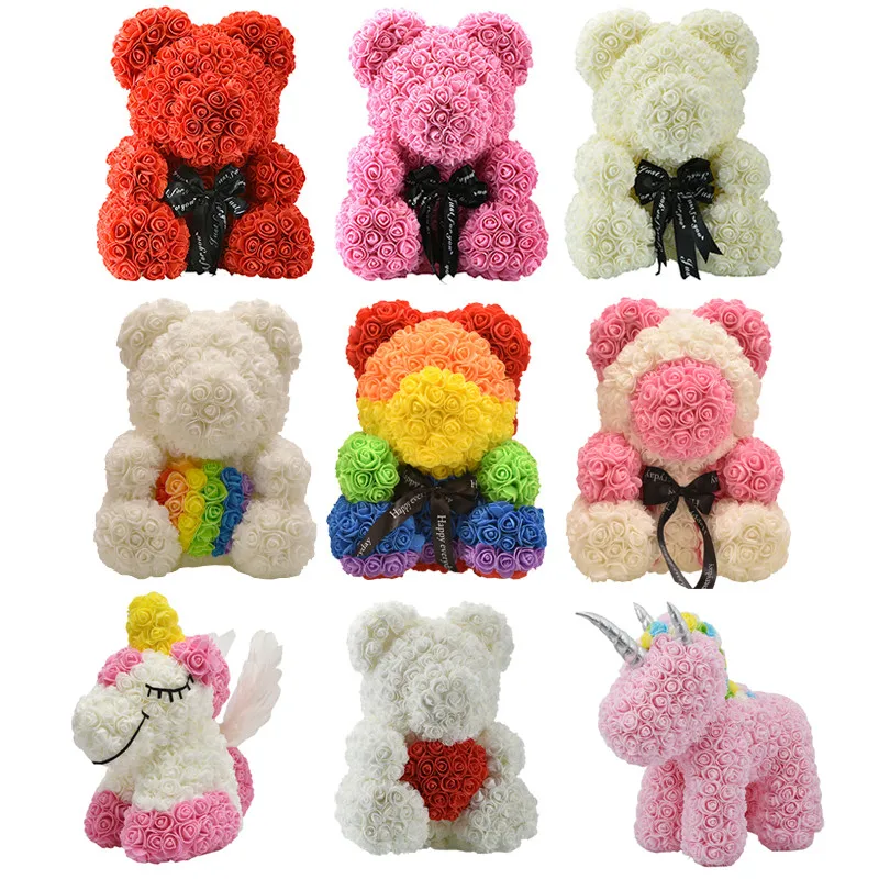 rose teddy bear black