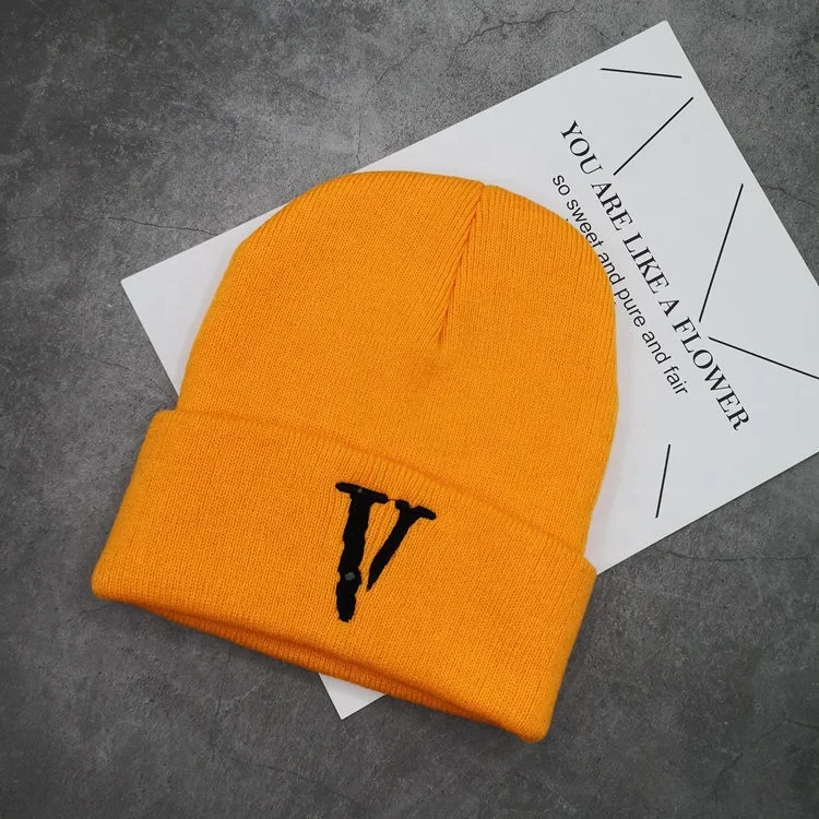 Зимняя дизайнерская теплая вязаная шапка с логотипом vlones, облегающие шапки для мужчин