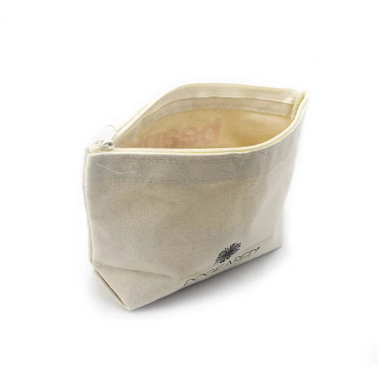 Hot Selling Ins Fashion Cheap Travel Storage Change Key Pen Recycle Eco Bag Cosmetic Bags Custom Logo Cotton Canvas Bag with Zip manufacture