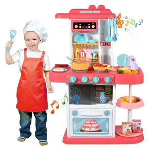 EPT 43Pcs 72Cm Children Pretend Play Play Kid Big Kitchen Set Toys with Realistic Lights & Sounds