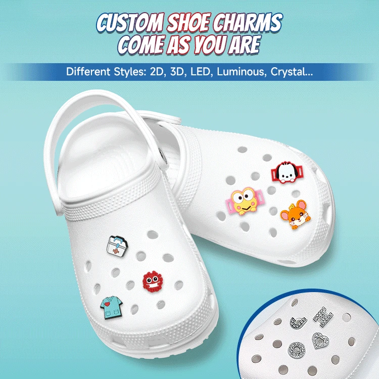 Wholesale Custom Shoe Croc Charms 2D 3D PVC Shoe Decorations Shoes