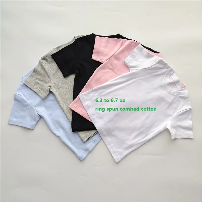 100% пряденный на кольцепрядильной машине из чесаного хлопка для мальчиков футболки детей от 12 месяцев до лет носки малышей и девочек с круглым вырезом без рисунка