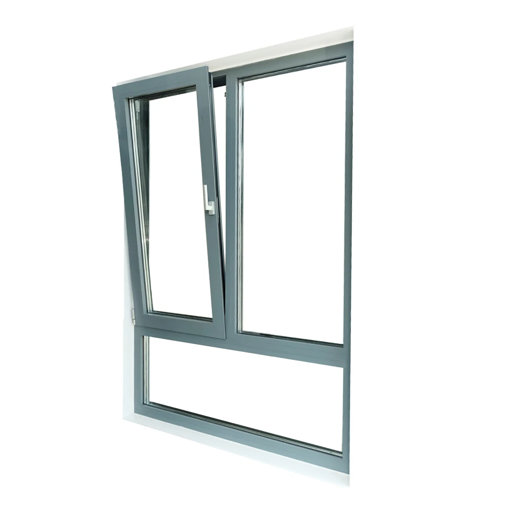 Energy efficient heat insulated glass window low-E triple glazed thermal break aluminium tilt and turn windows