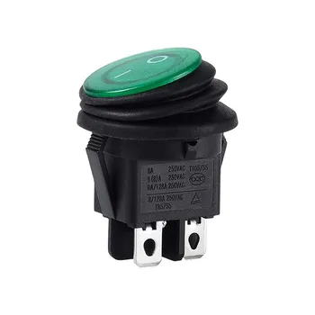 Factory Custom Four-Pin round Waterproof Rocker Switch PA66 On-Off with Lock Reset 250Vac Max. Voltage Model KCD