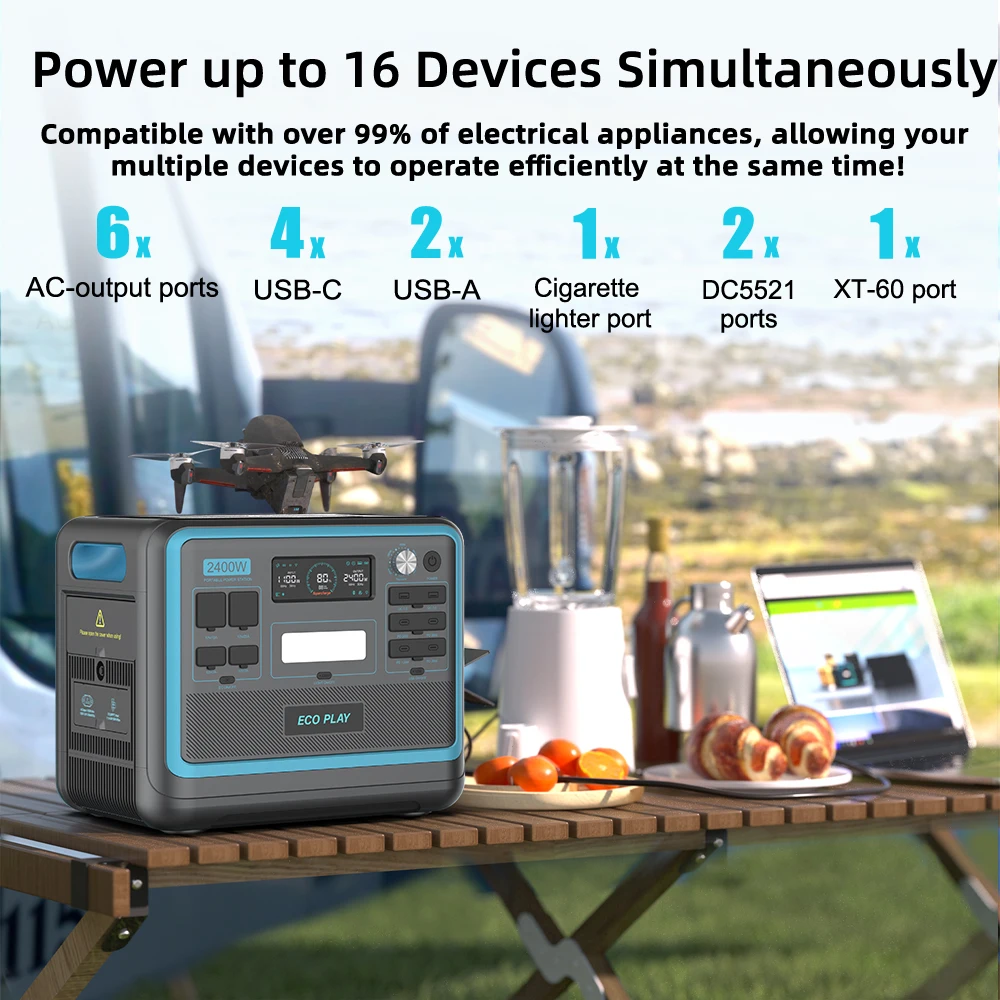 発電機・ポータブル電源 Eco Play 2400W Portable Power Station Eco Play 2400W Solar Generator – 2048Wh LiFePO4 Portable Power