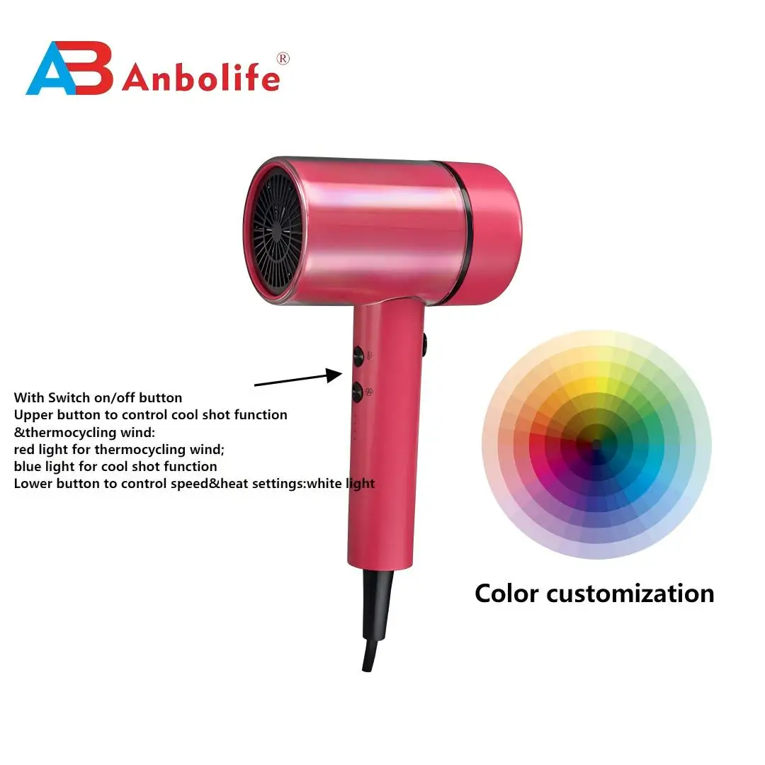 Compact and Lightweight 1800W Hair Dryer with Ceramic Tourmaline Ionic Technology and 2 Speed Settings