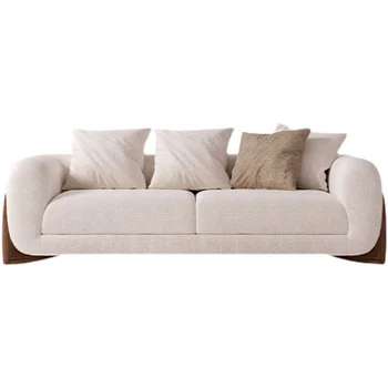 Italian Silent Wind Sofa Minimalist Cream Style Cashmere Living Room Fabric Sofa Combination