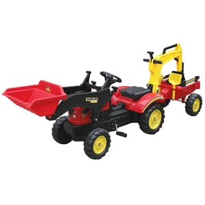 Kids Children Pedal Tractor Ride on Toy Car Excavator Tractor With Bucket Removable Digger