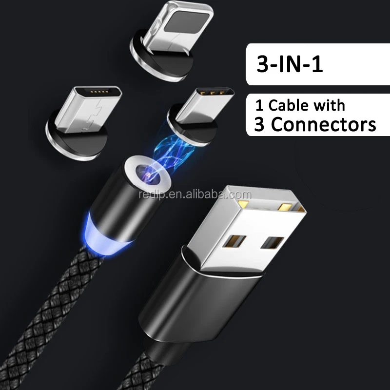 3-in-1 Magnetic Charging Cable Fast Charge Magnetic USB Cable For iPhone Android Type-C 1M with Box