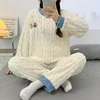 CreamXmasBearCableFleecePajamaSet