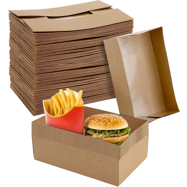 Accept Custom Order Kraft Food Containers Paperboard Food Box Tray  for Stadium, Theater, Nacho