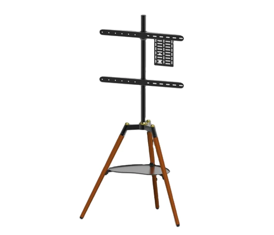 Multifunctional Artistic TV Stand Display Racks Easel Floor TV Mount Tripod Wood Leg With a Love Tray TV Bracket