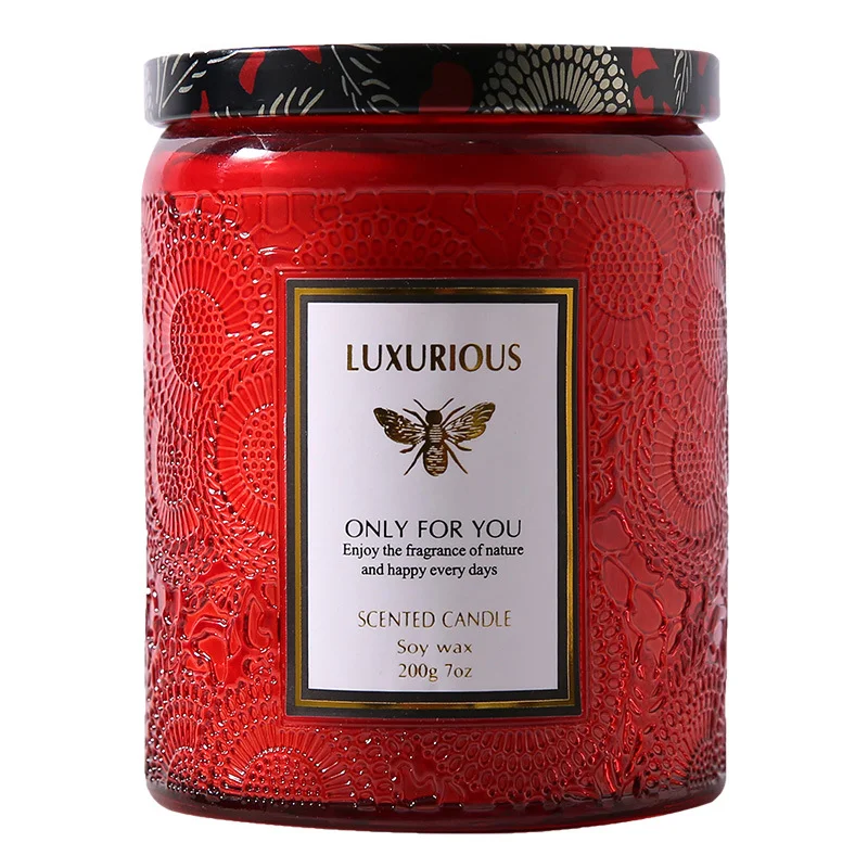 Embossed glass 8 oz candle